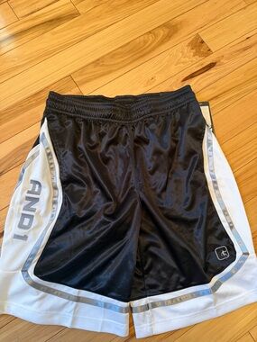 And1 Black and White Basketball Shorts with Side Branding